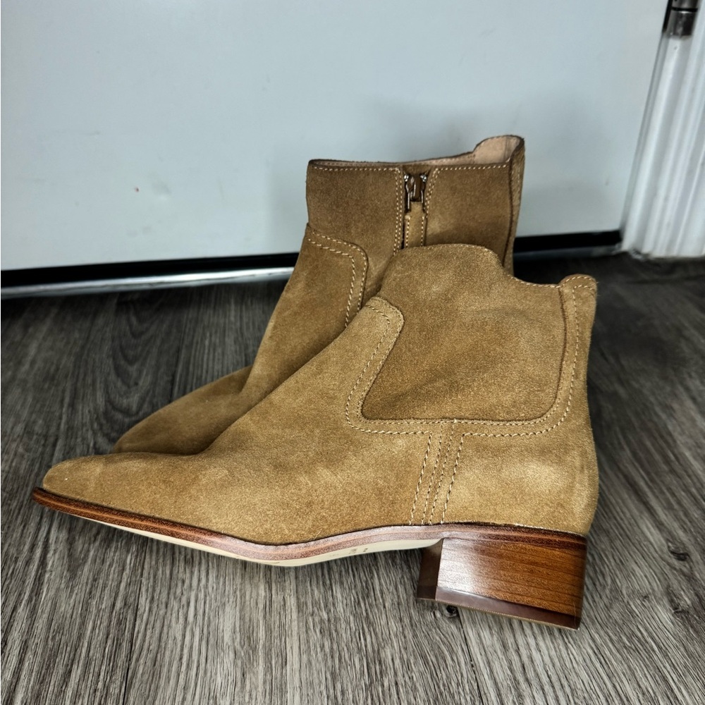 179$ COLE HAAN coastal Golden Toffee Suede Ankle Boots NWOT